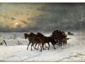 Winterlandschaft Mit Troika by Friedrich Josef Nicolai Heydendahl