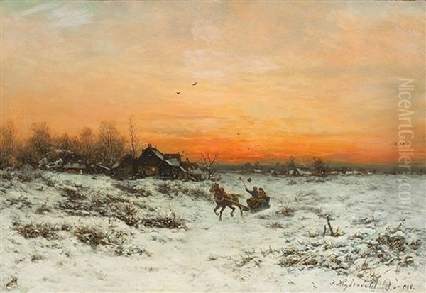 Winterliche Schlittenfahrt Im Abendrot - view 1