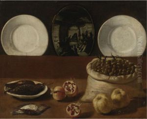 Still Life With Plates, A Sack Filled With Olives, Game, Pomegranates, And Quince