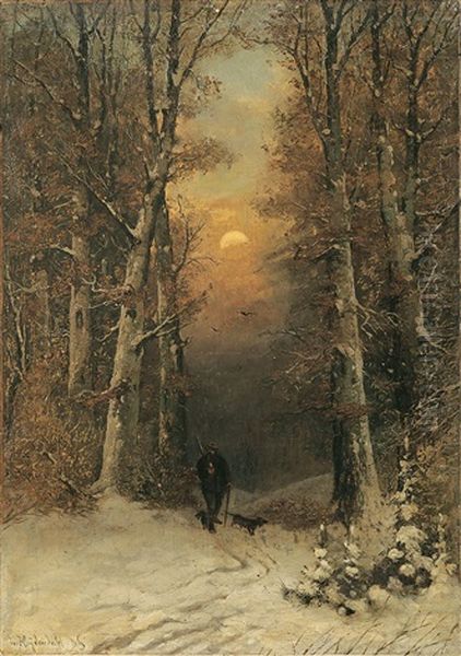 Jager Im Verschneiten Winterwald - view 1