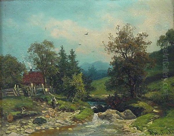 Weite Winterliche Landschaft Im Abendrot (+ Sommer Am Gebirgsbach; 2 Works) - view 1
