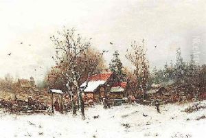 Winterlandschaft Am Rande Des Dorfes. Abendstimmung Winterlandschaft Am Rande Des Dorfes. Abendstimmung