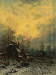 Winterabend Am Niederrheinischen Dorf