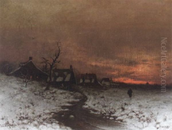 Winterabend In Einem Hollandischen Dorf - view 1