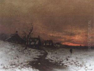 Winterabend In Einem Hollandischen Dorf by Friedrich Josef Nicolai Heydendahl