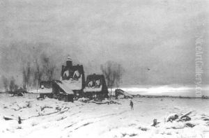 Vollmondbeschienene Winterliche Niederrheinlandschaft by Friedrich Josef Nicolai Heydendahl