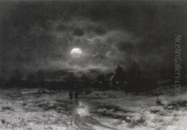 Aftensol Over Landskab, Vinter - view 1