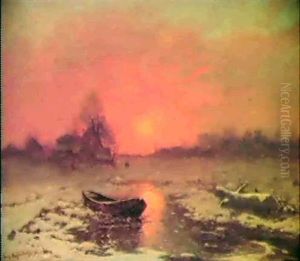 Winterlandschaft In Der Abendsonne by Friedrich Josef Nicolai Heydendahl