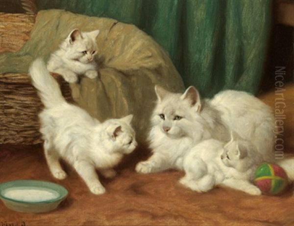 Katzenmutter Mit Drei Katzchen - view 1