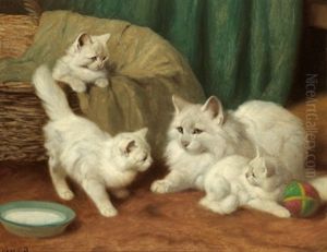Katzenmutter Mit Drei Katzchen Katzenmutter Mit Drei Katzchen
