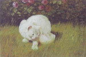 Angorakat Pa Jagt I Graesset by Arthur Heyer