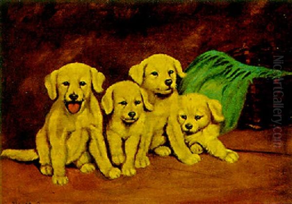 Labrador Puppies In A Basket - view 1