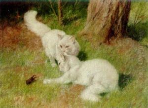 Cats Playing With A Beetle by Arthur Heyer