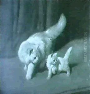A Persian Cat And Kitten by Arthur Heyer