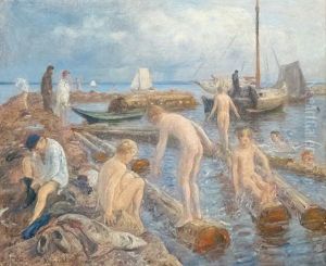 Badende Gutter by Hans Olaf Heyerdahl