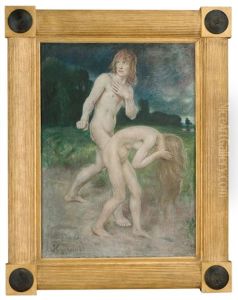 Adam Og Eva Utdrivelsen Fra Paradis by Hans Olaf Heyerdahl