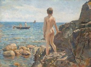 Badende Gutt by Hans Olaf Heyerdahl