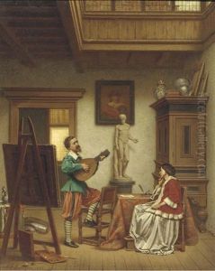 A Serenade In The Studio by Gustaaf Antoon Francois Heyligers