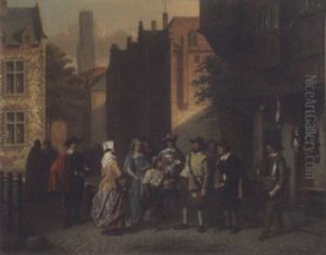 The Town Crier, Bruges by Gustaaf Antoon Francois Heyligers