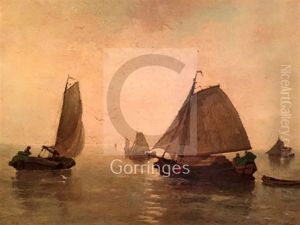 Fishing Boats On A Calm Sea by Adriaan Josef Heymans