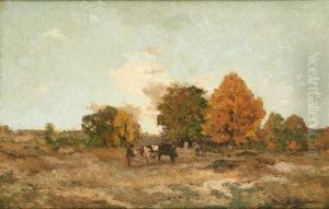 Chariot Attele Dans Un Paysage by Adriaan Josef Heymans