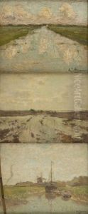 Canal (+ 2 Others, Various Sizes; 3 Works) by Adriaan Josef Heymans