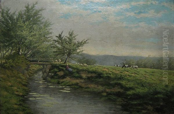 Landschap Met Brug En Koeien - view 1