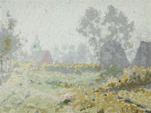 Summer Landscape With Church And Sunflower Field