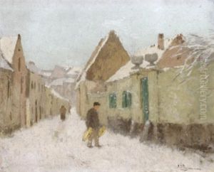 Rue Animee En Hiver by Adriaan Josef Heymans