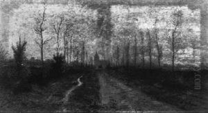 A Cart On A Country Road Leading To A Village by Adriaan Josef Heymans