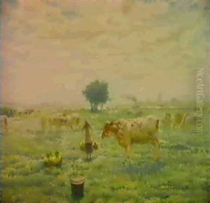 Paysage Avec Vaches Et Trayeuse
