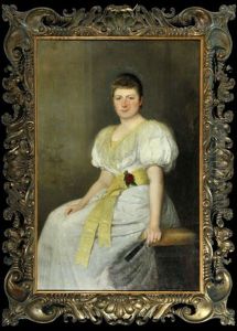 Bildnis Einer Adligen Dame Im Weisen Kleid Mit Gelber Schleife by August Heyn