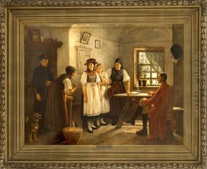 Die Dorfklatsche Vor Dem Dorfrichter by August Heyn