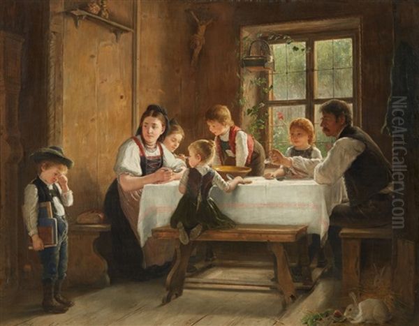 A Peasant Family At Their Meal With A Crying - view 1