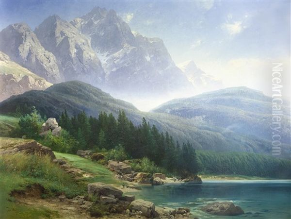 Der Eibsee Mit Blick Auf Die Zugspitze - view 1