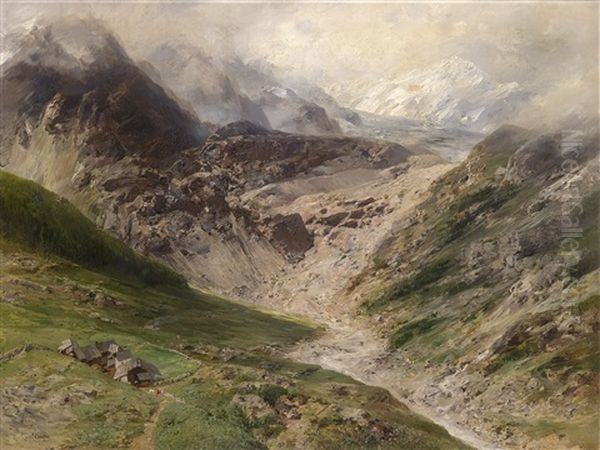 Hochalpenfernblick, Gebirgsmassiv Aus Der Nahe Des Splugen Passes Und Der Von Derselben Nach Chiavenna Fuhrenden Strase - view 1