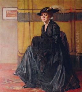 Elegante Dame Mit Schwarzem Federhut by Jan Helma Heynsen