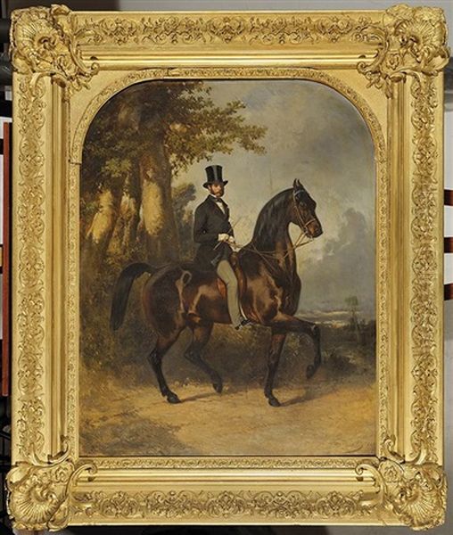 Portrait Equestre De M. Faroux En Haut De Forme - view 1