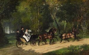 A Promenade In A Four-in-hand by Louis Robert Heyrault