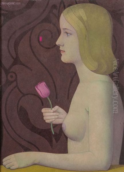Weiblicher Halbakt Mit Tulpe - Maantje De Roo - view 1