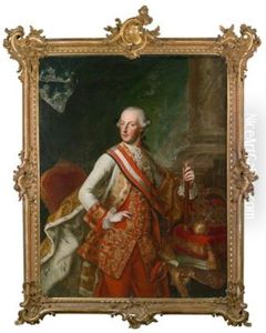 Staatsportrat Kaiser Josephs Ii., Neben Ihm Die Reichskrone Und Der Reichsapfel by Joseph Hickel