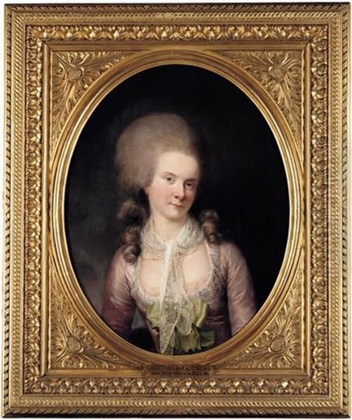Portrait Of Maria-theresia, Altgrafin Zu Salmreifferscheidt-raitz In A Mauve Dress, With A Green Bow, A Lace Collar And Scarf - view 1