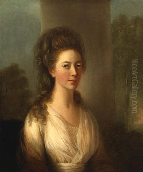 Portrait Of Mary Wathen By A Column In A Wooded Landscape - view 1