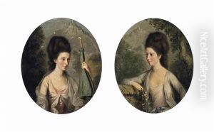 Portrait Of Cairncross Mary Pringle (d.1753), Half-length, In A Pink Dress With A White Wrap...; Portrait Of Susanna Pringle (d.1807)(pair) by Thomas Hickey