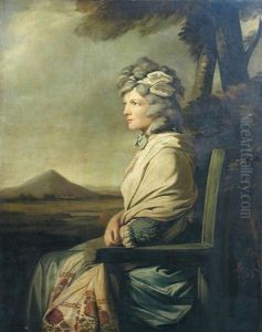 Portrait Of Miss Jane Harris (later Mrs Thomas Keene), Sister Of General Lord Harris, Wearing A Kashmiri Shawl... by Thomas Hickey