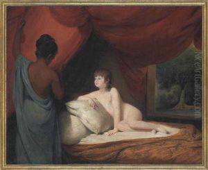 Portrait Of A Young Boy On A Bed, Being Attended By His Ayah by Thomas Hickey