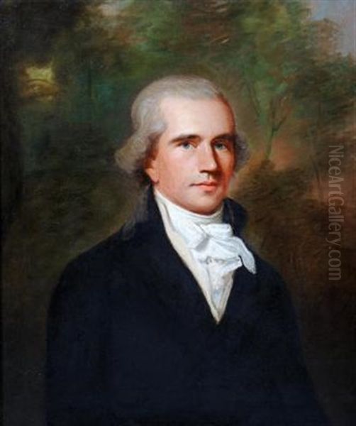Portrait Of A Young Gentleman, Believed To Be A Member Of The Fitzgibbon Family, Wearing A White Cravat And Navy Blue Frock Coat - view 1