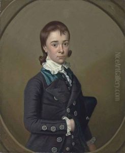 Portrait Of A Gentleman In A Brown Coat, Resting On A Ledge, A Fortress Beyond
