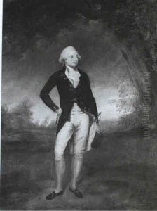 Portrait Of Captain George Robertson, H.e.i.c.s., Standing  Full Length In A Landscape, Wearing Mess Dress by Thomas Hickey