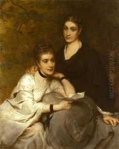 Mrs Stanley Clarke And Mrs Sloane Stanley, Daughters Of Sir John Rose by George Elgar Hicks